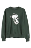 Champion X Peanuts Dancing Snoopy Graphic Sweatshirt (nordstrom Exclusive) In Dark Green