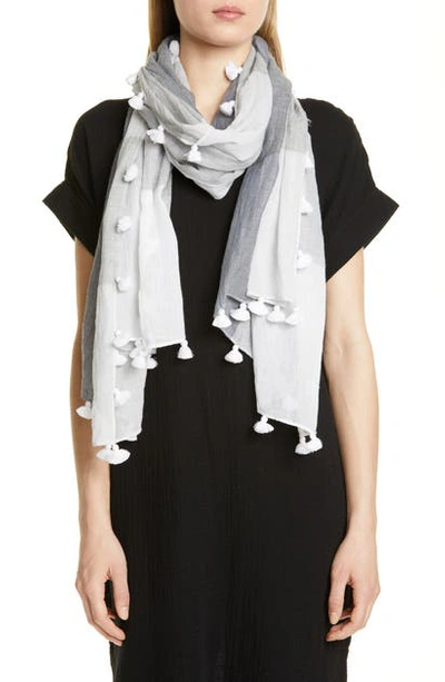 Eileen Fisher Organic Cotton Checked Scarf In White