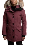 Canada Goose Rossclair Fusion Fit Genuine Coyote Fur Trim Down Parka In Elderberry