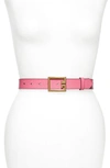 Givenchy 2g Buckle Leather Belt In Sorbet Pink/ Gold
