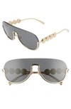 VERSACE 138MM PILOT SHIELD SUNGLASSES,VE221539-X