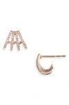 Ef Collection Diamond Multirow Huggie Earrings In Rose Gold