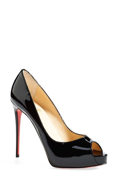 Christian Louboutin New Very Prive Patent Red Sole Pumps In Black