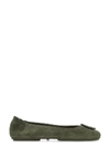 Tory Burch Minnie Leather Travel Ballet Flat In Green