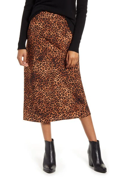 B Collection By Bobeau Curvy Lyndon Bias Cut Midi Skirt In Textured Leopard