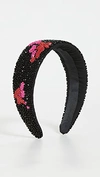 Ganni Floral Beaded Headband In Black,red,fuchsia