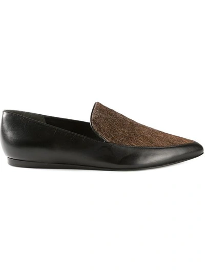 Vince Nikita Calf Hair & Leather Point-toe Loafers In Black
