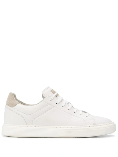 Brunello Cucinelli Leather Sneakers With Grained Texture In White