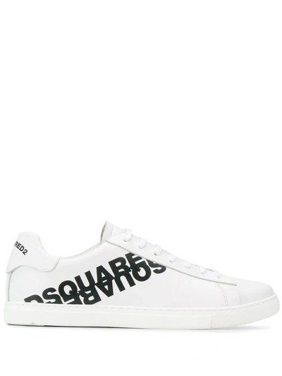 Dsquared2 Leather Logo Sneakers In White