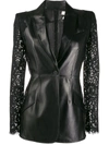 ALEXANDER MCQUEEN LACE SLEEVE LEATHER JACKET