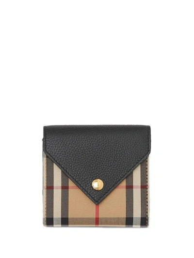 Burberry Vintage Check Tri-fold Wallet In Black