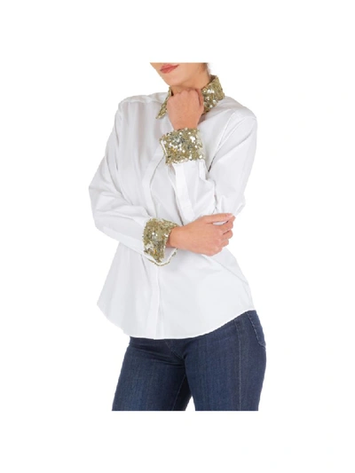 Dolce & Gabbana Sequins Detail Shirt In Bianco