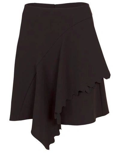 Chloé Asymmetric Scalloped Crepe Mini Skirt In Black