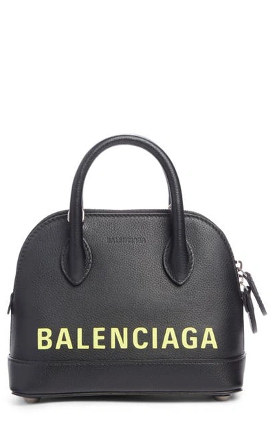 Balenciaga Extra Small Ville Aj Calfskin Top Handle Dome Satchel In Black