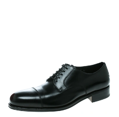 Pre-owned Ferragamo Black Leather Rand Lace Up Derby Size 41