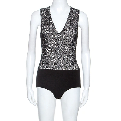 Pre-owned Alice And Olivia Black Lace Sleeveless Zooey Bodysuit Xs