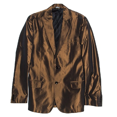 Pre-owned Dolce & Gabbana Metallic Brown Double Buttoned Blazer S
