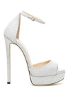 Jimmy Choo Max 150mm Glitter Sandals In Silver