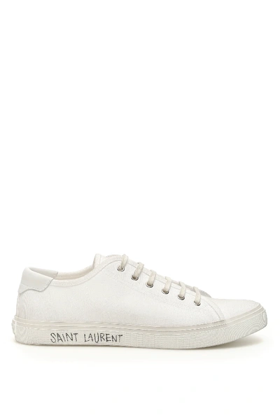 Saint Laurent Malibu Leather Sneakers In White