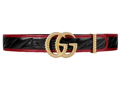 Pre-owned Gucci Torchon Double G Buckle Belt 1.6 Width Black