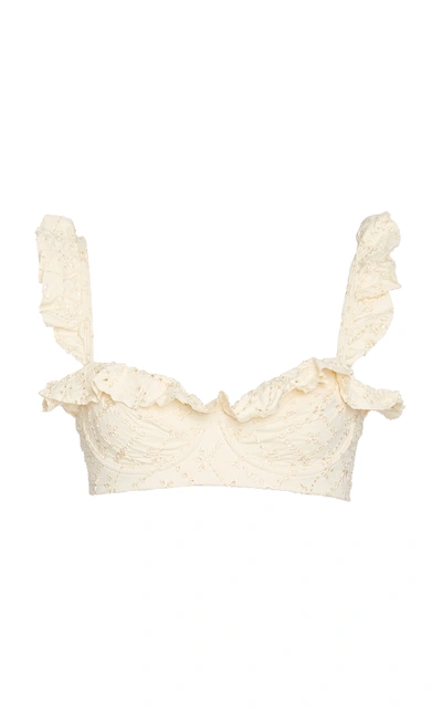 Agua By Agua Bendita Margot Ruffled Bikini Top In White