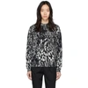 SAINT LAURENT GREY LEOPARD JACQUARD SWEATER