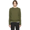 Saint Laurent Khaki Destroyed Knit Sweater In Green