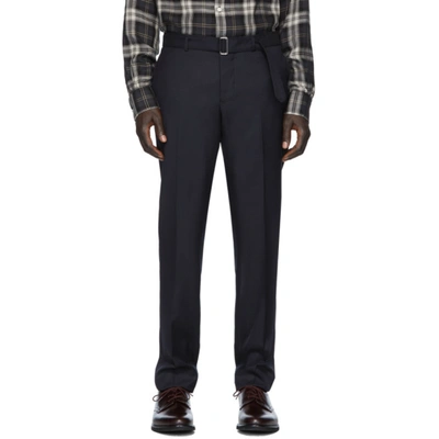 Officine Generale Hugo Tapered Pleated Virgin Wool Suit Trousers In Blue