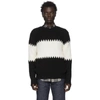 OFFICINE GENERALE BLACK & WHITE STRIPED RIBBED SWEATER