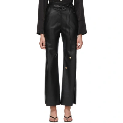 Nanushka Chimo Cropped Vegan Leather Wide-leg Pants In Black