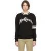 ALEXANDER MCQUEEN ALEXANDER MCQUEEN BLACK AND OFF-WHITE LOGO VARSITY SWEATER