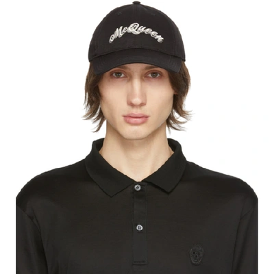 Alexander Mcqueen Double Logo Cotton Canvas Baseball Hat In Black