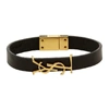 SAINT LAURENT SAINT LAURENT BLACK AND GOLD LEATHER OPYUM BRACELET