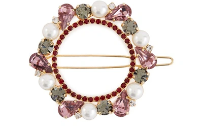 Erdem Round Crystal Barrette In Lilac