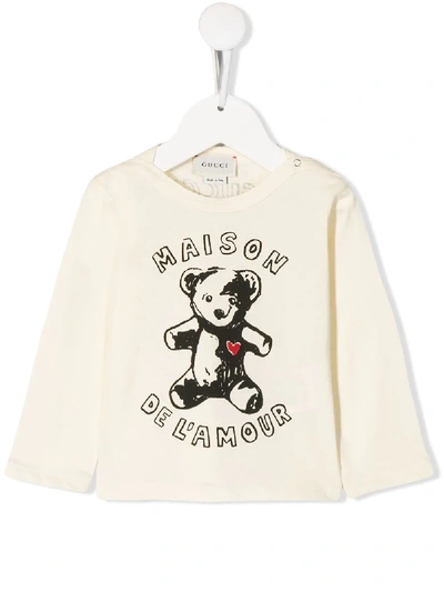 Gucci Babies' Maison De L'mour Print T-shirt In Neutrals