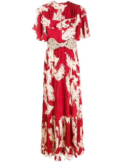 Johanna Ortiz Musica Sagrada Ruffle Maxi Dress In Red