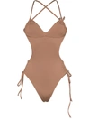 FRANKIES BIKINIS MEREDITH STRAPPY BACKLESS SWIMSUIT