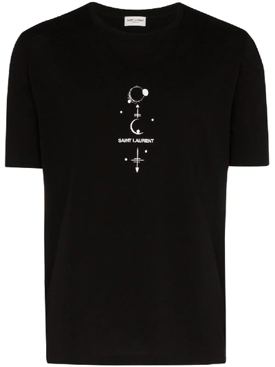 Saint Laurent Satanic Logo T-shirt In Black