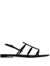 Saint Laurent Black Patent Cassandra Open Sandals