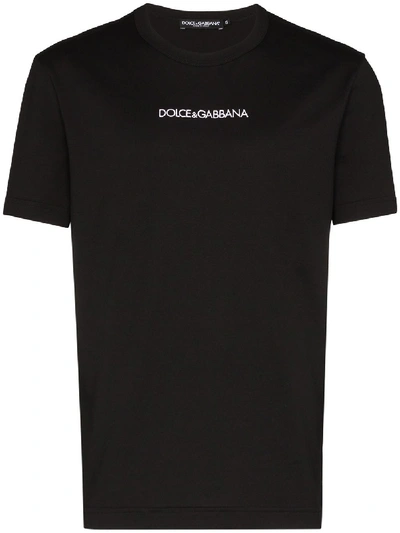 Dolce & Gabbana Logo Embroidered Cotton Jersey T-shirt In Black