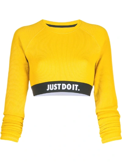 Nike Ribbed Cropped Top In Yellow