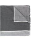 Brunello Cucinelli Colour-block Cashmere Scarf In Grey