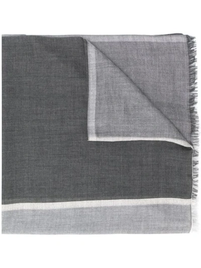 Brunello Cucinelli Colour-block Cashmere Scarf In Grey