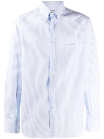 Brunello Cucinelli Directional Stripe Shirt In Blue