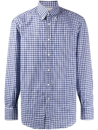 Brunello Cucinelli Striped Fitted Shirt In Blue