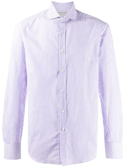 Brunello Cucinelli Striped Fitted Shirt In Purple