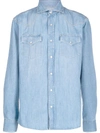 Brunello Cucinelli Classic Western Denim Shirt In Blue