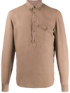 Brunello Cucinelli Plain Linen Shirt In Brown