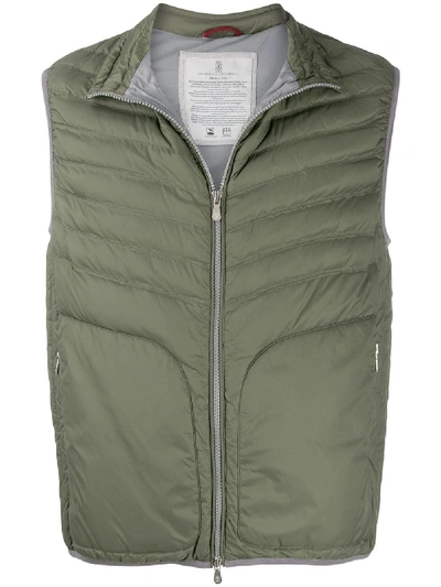 Brunello Cucinelli Quilted Gilet In Green