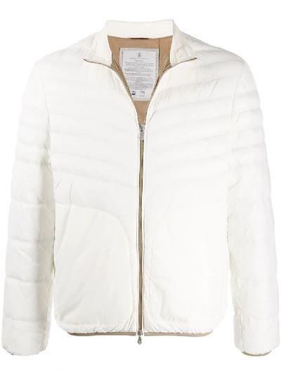 Brunello Cucinelli Front Zip Padded Jacket In White